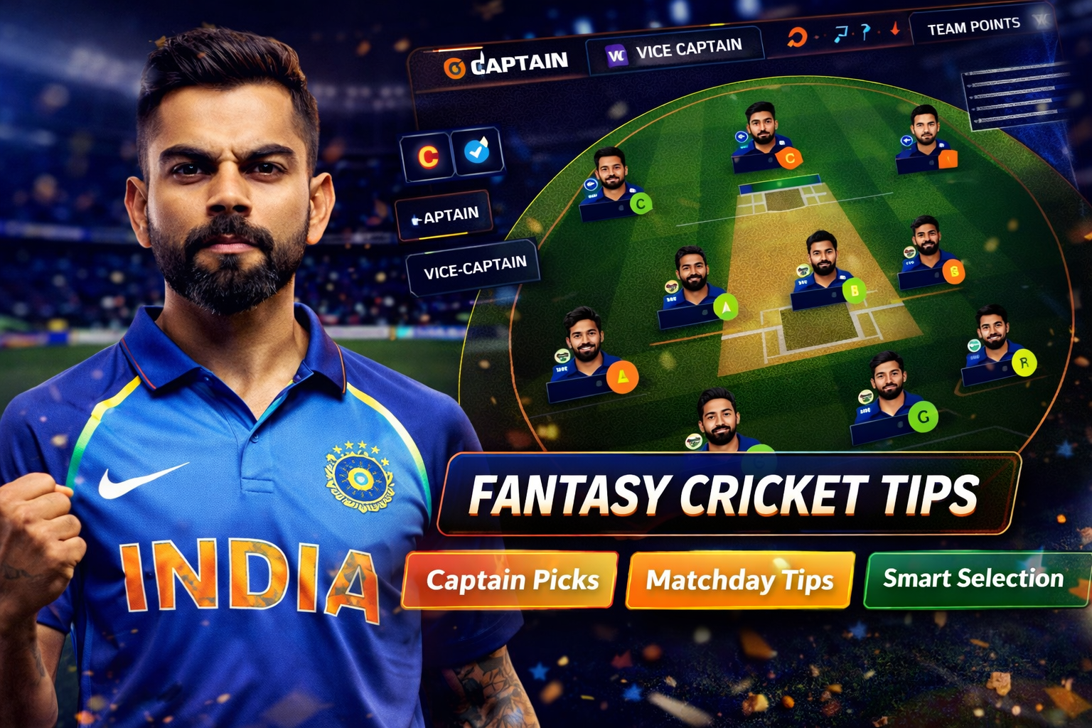 Come Cricket Play role based fantasy cricket checklist