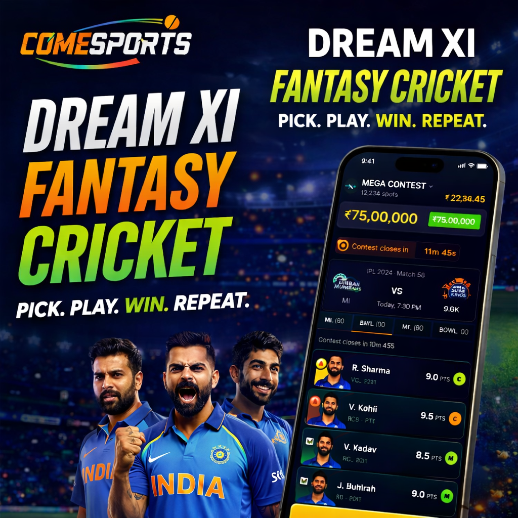 Come Cricket Play fantasy cricket challenge visual